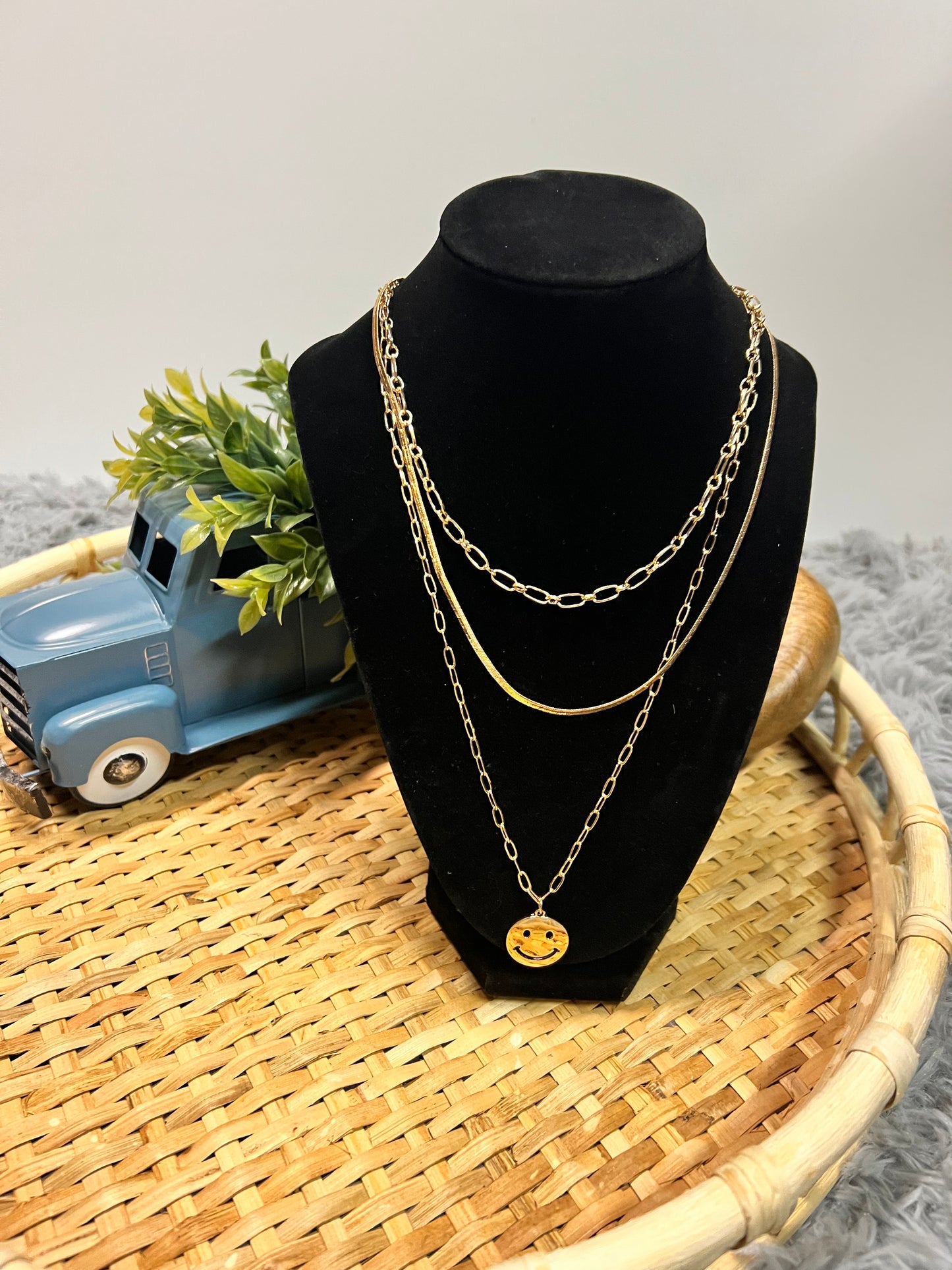 Smiley layered necklace