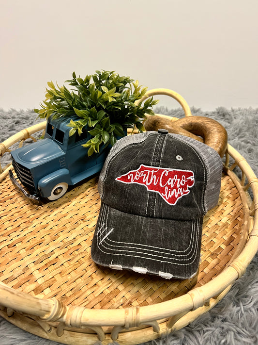 Distressed NC hat
