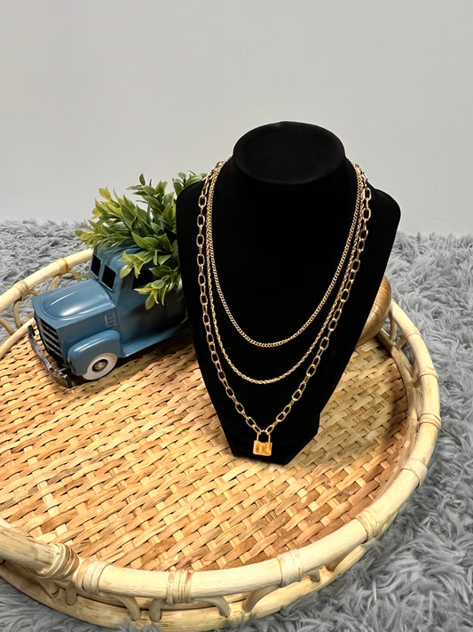 Layered lock necklace