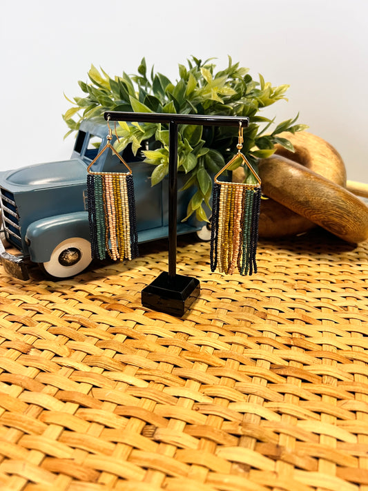 Beaded fringe earring