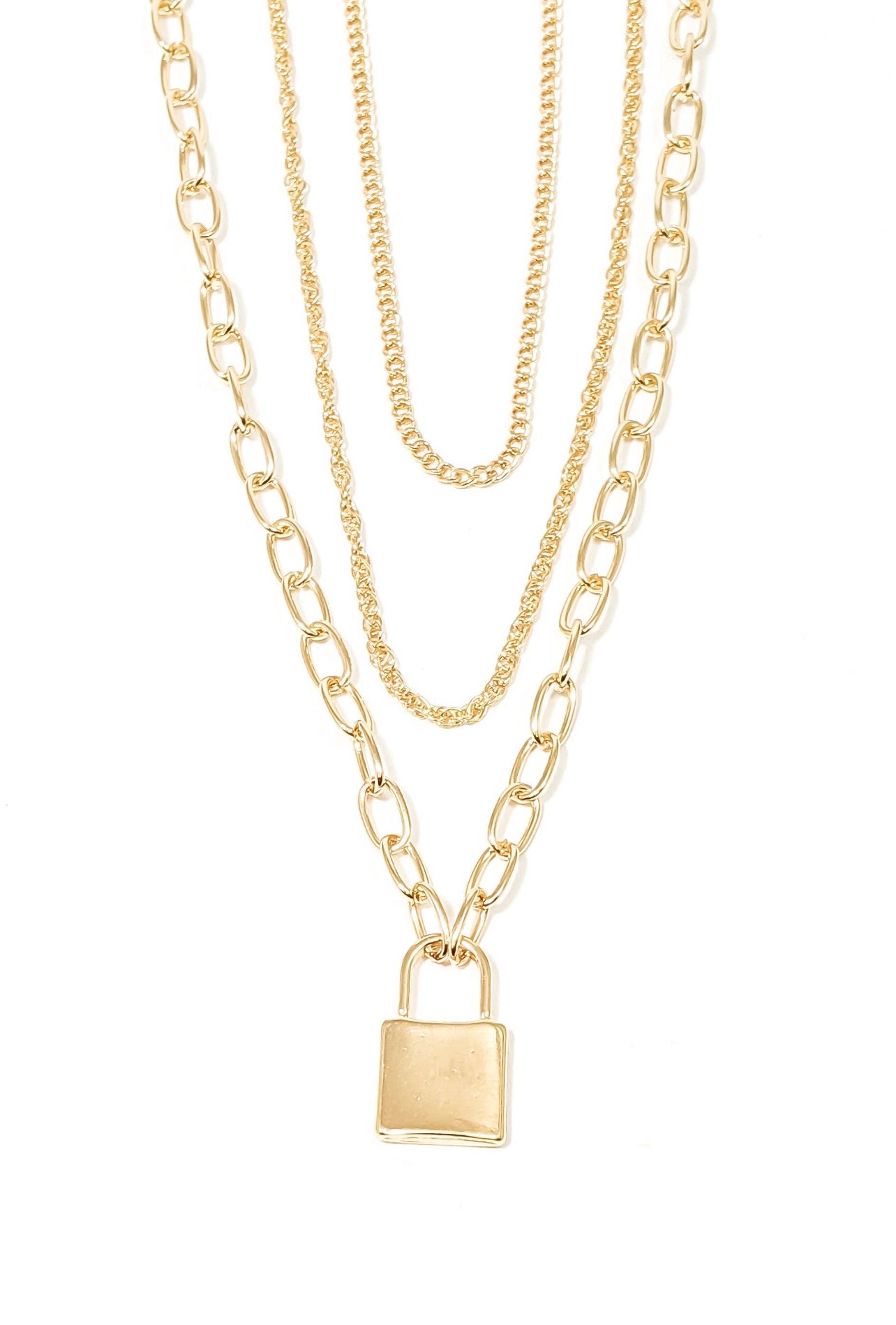 Layered lock necklace